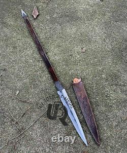 Ubr Custom Handmade High Carbon Steel Hunting Double Head Zulu Spear With Sheath