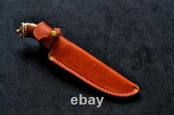 Unique Custom Handmade Knife Canadian Maple Hunting Lion #2 +leather Sheath #2