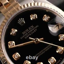 Unisex Rolex 36mm Datejust Black Color Dial with Diamond SS & 18k Watch