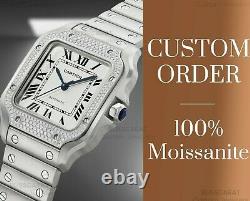 VVS Moissanite Diamond Watch, Stainless Steel Watch, Iced Out Bust Down Watch