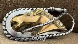 Vintage Custom Artisan Handcrafted 3D Stallion Horse Stainless Steel Belt Buckle