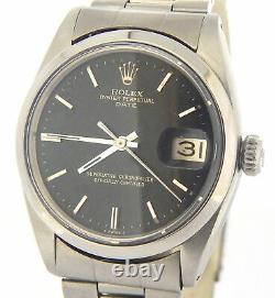 Vintage Rolex Date 1500 Mens Stainless Steel Watch Oyster Band Black Dial