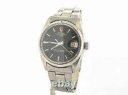 Vintage Rolex Date 1500 Mens Stainless Steel Watch Oyster Band Black Dial