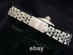 Vintage Rolex Date Ladies Stainless Steel & 18K White Gold Watch Black Dial 6517
