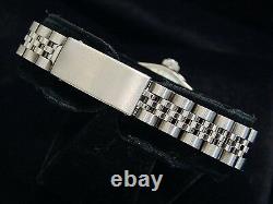 Vintage Rolex Date Lady Stainless Steel & 18K White Gold Watch Silver Dial 6517
