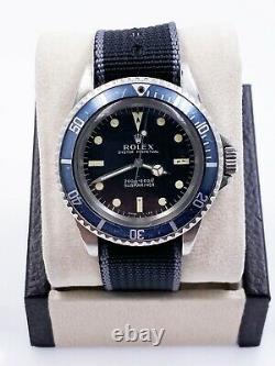 Vintage Rolex Submariner 5513 Black Matte Dial Stainless Steel 1969