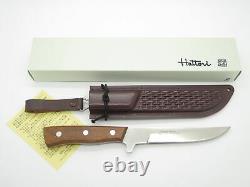 Vtg NOS Hattori Seki Japan Custom 10 Fixed Blade Hunting Knife Brown Sheath