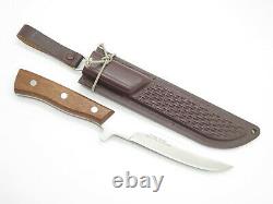 Vtg NOS Hattori Seki Japan Custom 10 Fixed Blade Hunting Knife Brown Sheath