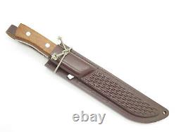 Vtg NOS Hattori Seki Japan Custom 10 Fixed Blade Hunting Knife Brown Sheath