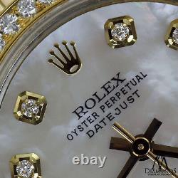 Women's 2 Tone Rolex 31mm Datejust White MOP Mother Of Pearl Diamond Accent Dial