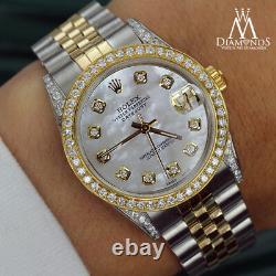 Women's 2 Tone Rolex 31mm Datejust White MOP Mother Of Pearl Diamond Accent Dial