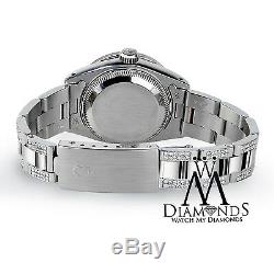 Women's 26mm Rolex SS Oyster Perpetual Datejust Custom Tahitian Diamond Watch