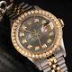 Women's Rolex 26mm Datejust Black Mother Of Pearl Dial 2 Tone Diamond Watch