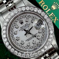 Women's Rolex 26mm Datejust White MOP Mother Of Pearl String Diamond Dial Watch