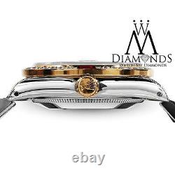Women's Rolex 31mm Datejust 2 Tone Black String Accent Dial Ruby & Diamond Watch