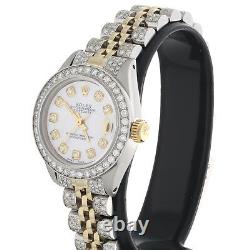 Womens Rolex Diamond Watch MOP Dial 6917 DateJust Two Tone Jubilee Band 2.60 CT