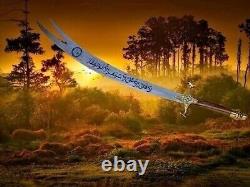 Zulfiqar Sword Custom Hand Made Stainless Steel Blade with Wood Handle & sheath